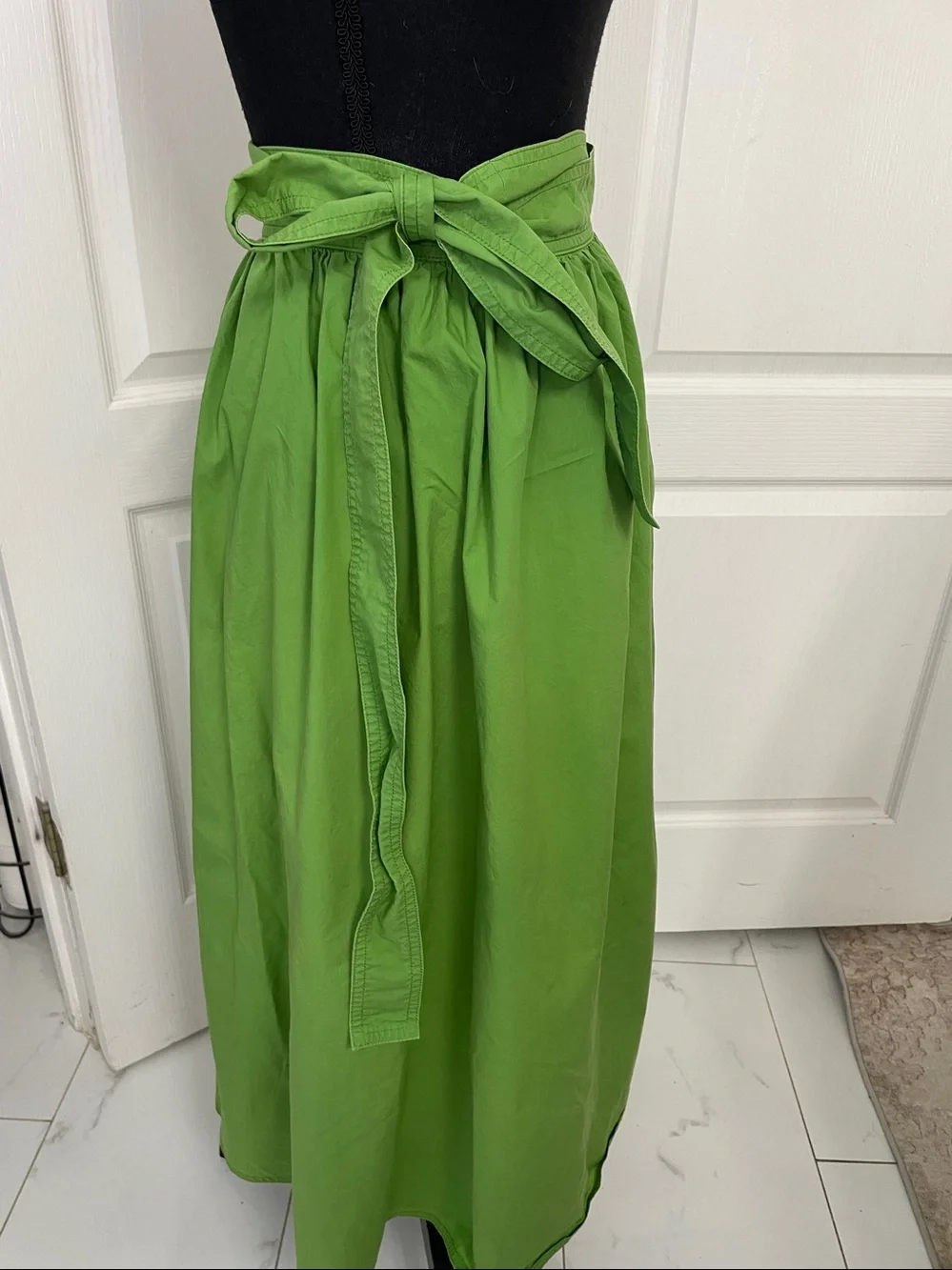 Marimekko Suuruus Wrap Skirt apple green S cotton poplin midi - Picture 3 of 6